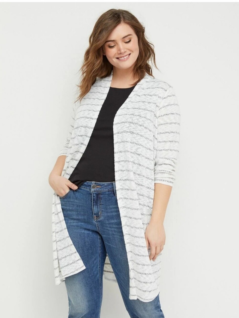 Lane Bryant Striped Open Front Duster/Cardigan Size 18/20